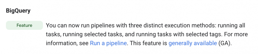 BigQuery Erweiterte Pipeline-Ausführungsmodi (Preview)