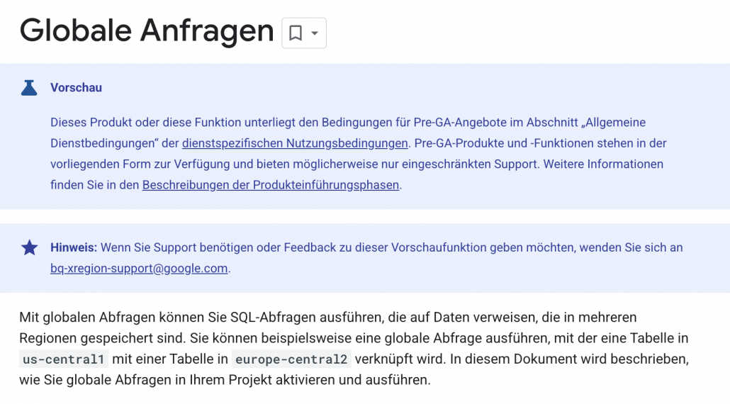 BigQuery Regionübergreifende Abfragen mit „Global Queries“ (Preview)