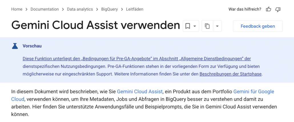 BigQuery Gemini Cloud Assist unterstützt bei der Optimierung von SQL-Abfragen (Preview)