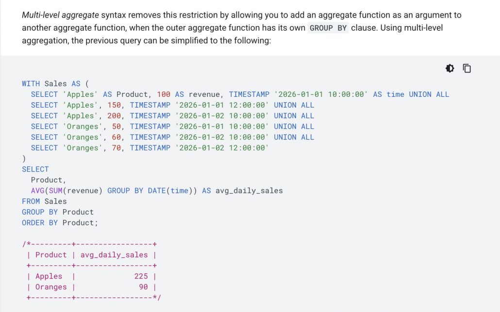 BigQuery- Multi-Level Aggregation in GoogleSQL (Preview)