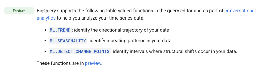 BigQuery- Neue Funktionen für Time-Series-Analysen (Preview)